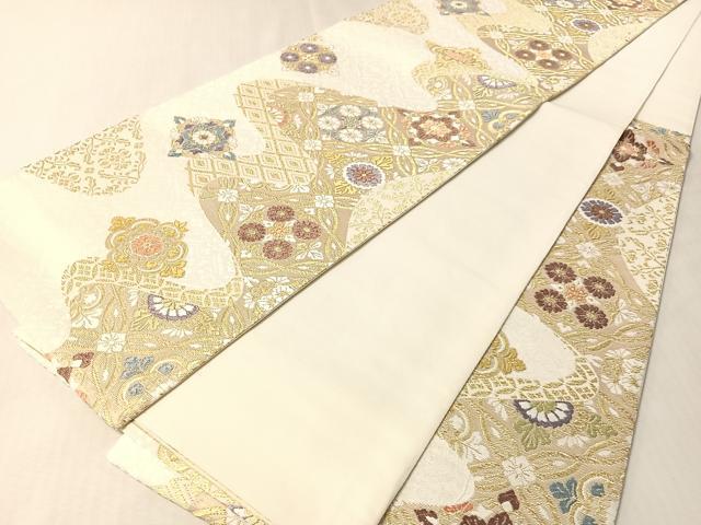 平和屋着物●六通柄袋帯　唐織　吉祥花文　金糸　正絹　逸品　CABL6282vp