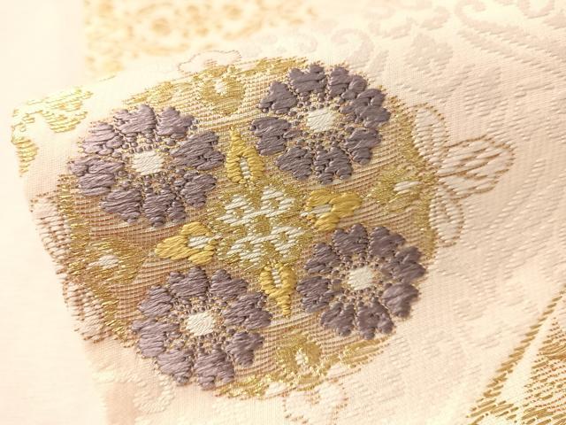 平和屋着物●六通柄袋帯　唐織　吉祥花文　金糸　正絹　逸品　CABL6282vp