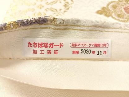 平和屋着物●六通柄袋帯　唐織　吉祥花文　金糸　正絹　逸品　CABL6282vp