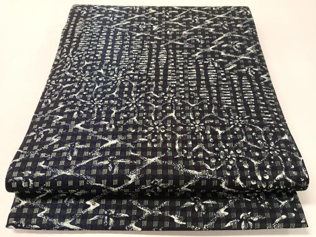 平和屋着物●両面 両方向 全通柄袋帯 藍 吉祥花文 トンボ 正絹 逸品 未使用 CABL6287vp