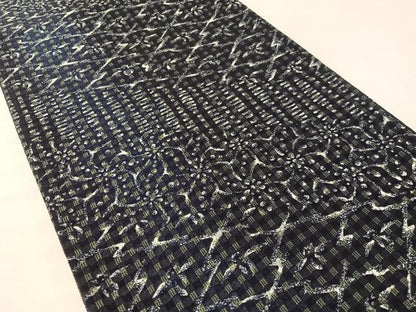 平和屋着物●両面 両方向 全通柄袋帯 藍 吉祥花文 トンボ 正絹 逸品 未使用 CABL6287vp