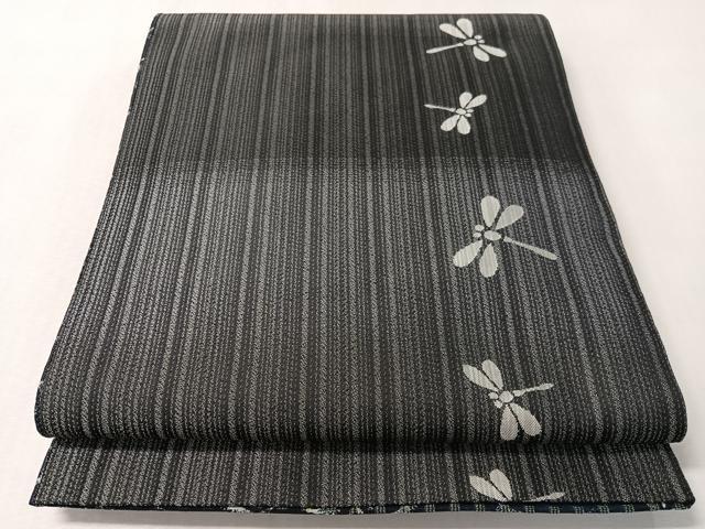 平和屋着物●両面 両方向 全通柄袋帯 藍 吉祥花文 トンボ 正絹 逸品 未使用 CABL6287vp