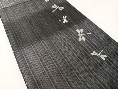 平和屋着物●両面 両方向 全通柄袋帯 藍 吉祥花文 トンボ 正絹 逸品 未使用 CABL6287vp