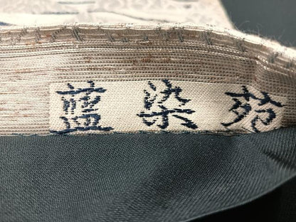 平和屋着物●六通柄袋帯　ぜんまいつむぎ織　藍染苑　立波色紙文　銀糸　正絹　逸品　CABL6288vp