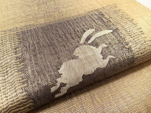 平和屋着物●太鼓柄袋帯 すくい織 跳兎 正絹 逸品 CABL6290vp