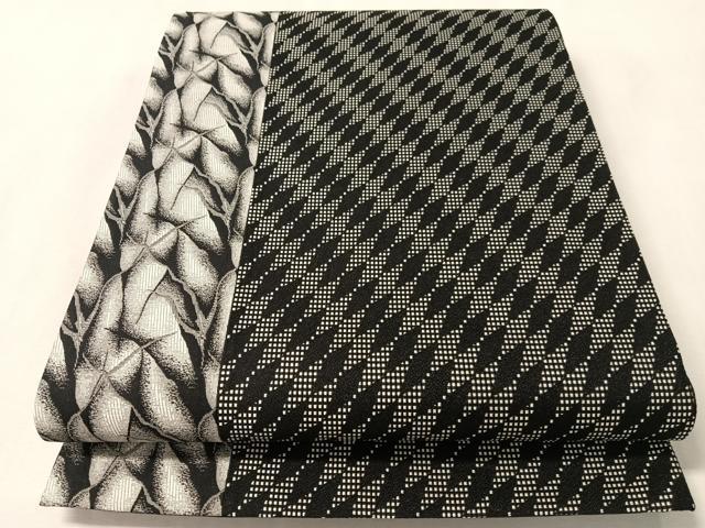 平和屋着物●両面 全通柄袋帯 吉祥間道 黒地 正絹 逸品 CABL6292vp