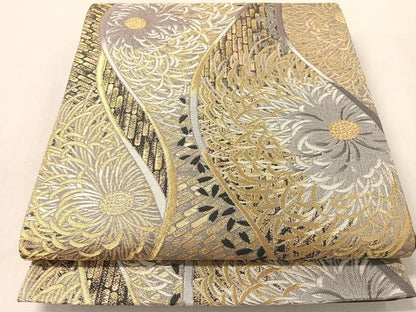 平和屋着物●六通柄袋帯 乱菊 金糸 正絹 逸品 CABL6297vp