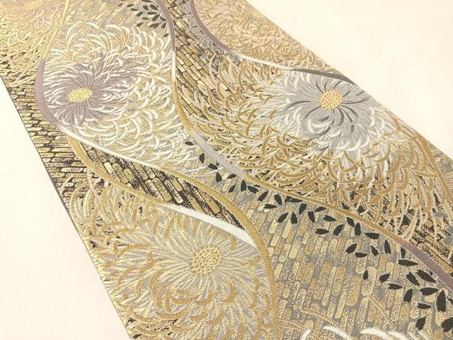 平和屋着物●六通柄袋帯 乱菊 金糸 正絹 逸品 CABL6297vp