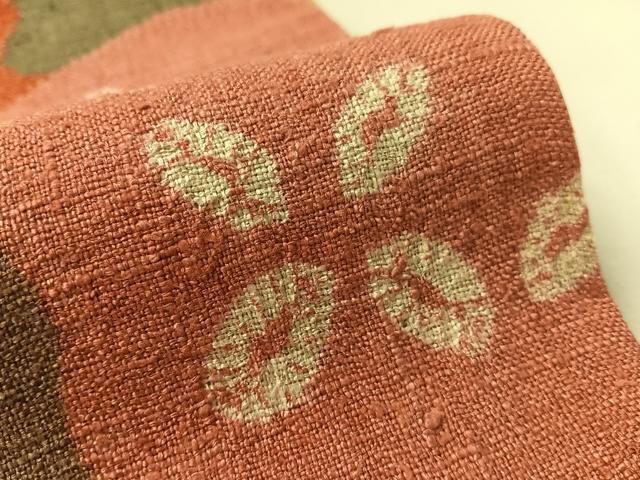 平和屋着物●太鼓柄袋帯　紬地　絞り　道長舞葉文　正絹　逸品　CABL6300vp