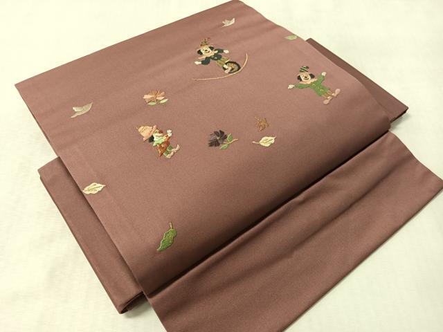 平和屋着物●ワンタッチつけ帯　総刺繍　道化師　金糸　正絹　逸品　CABL6302vp