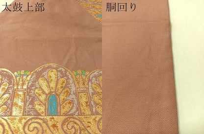 平和屋着物●龍村美術織物　たつむら　九寸名古屋帯　アンフオラ　金銀糸　正絹　逸品　CABL6304vp