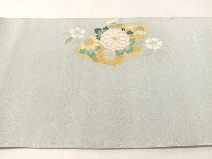 平和屋着物●爪掻き本綴れ　八寸名古屋帯　扇面花文　金銀糸　正絹　逸品　CABL6305vp