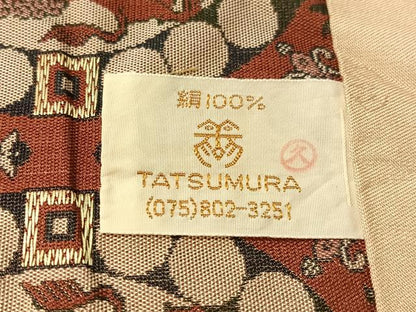 平和屋着物●龍村美術織物　全通柄　九寸開き名古屋帯　獅子狩文錦　正絹　逸品　CABL6306vp