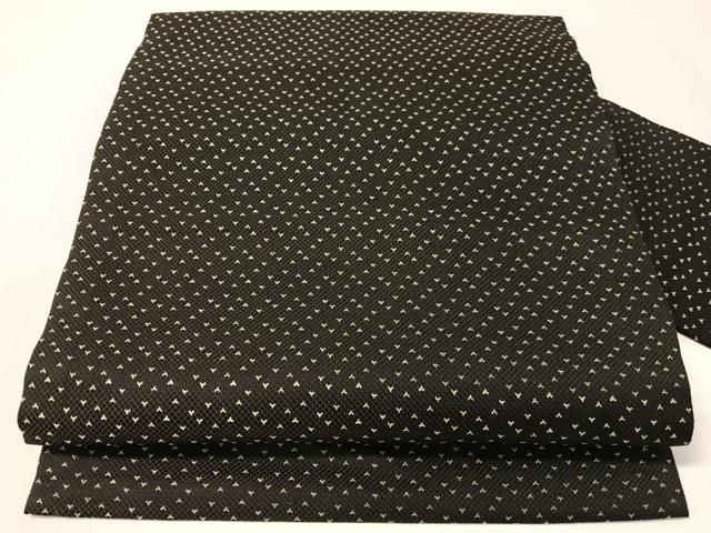 平和屋着物●全通柄　九寸名古屋帯　霞文　黒地　正絹　逸品　CABL6309vp