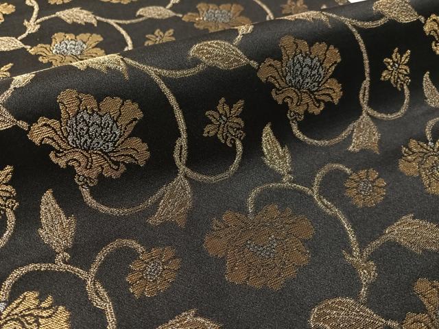 平和屋着物●九寸開き名古屋帯　牡丹唐草文　黒地　金銀糸　正絹　逸品　CABL6310vp