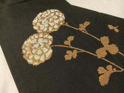 平和屋着物●九寸名古屋帯　万寿菊　黒地　金銀糸　正絹　逸品　CABL6312vp
