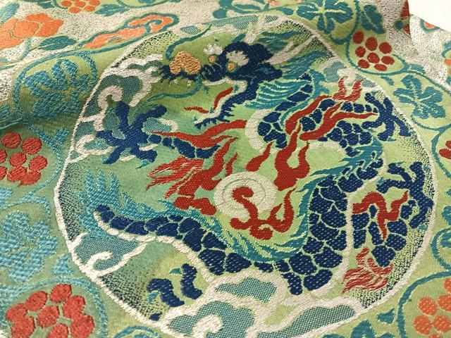 平和屋着物●アンティーク　大正ロマン　九寸名古屋帯　雲龍　金銀糸　正絹　逸品　CABL6313vp