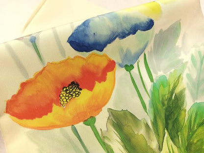 平和屋着物●塩瀬 九寸名古屋帯 手描き 草花文 正絹 逸品 CABL6317vp