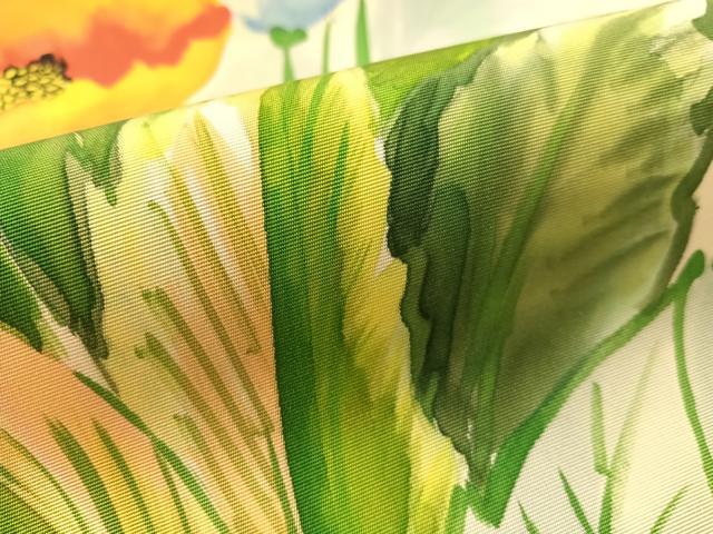 平和屋着物●塩瀬 九寸名古屋帯 手描き 草花文 正絹 逸品 CABL6317vp