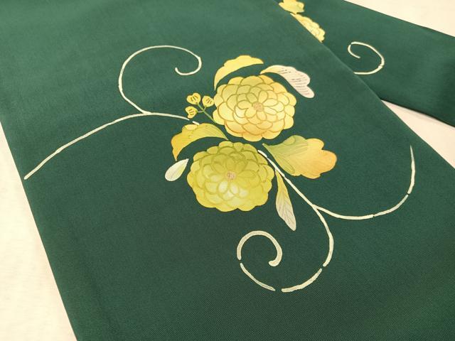 平和屋着物●塩瀬 九寸名古屋帯 ろうけつ染 菊唐草文 金彩 正絹 逸品 CABL6318vp