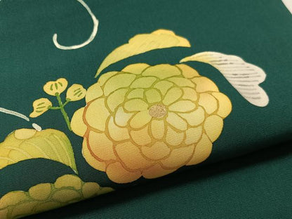 平和屋着物●塩瀬 九寸名古屋帯 ろうけつ染 菊唐草文 金彩 正絹 逸品 CABL6318vp
