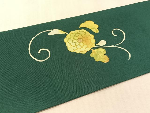平和屋着物●塩瀬 九寸名古屋帯 ろうけつ染 菊唐草文 金彩 正絹 逸品 CABL6318vp