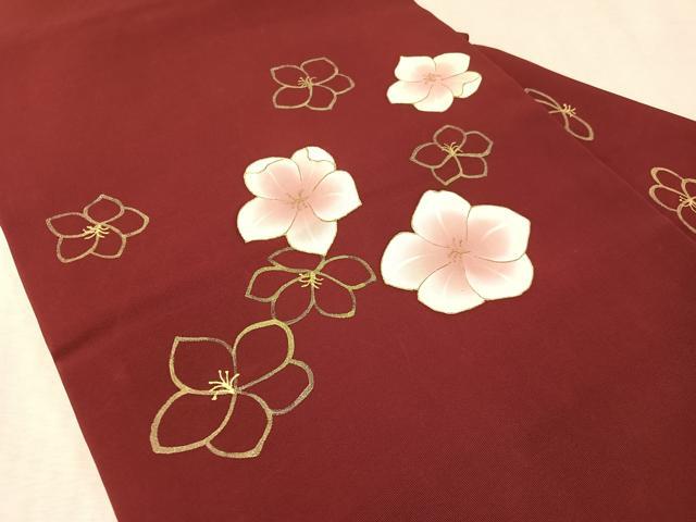 平和屋着物▼塩瀬　九寸名古屋帯　舞花文　金彩　正絹　逸品　CABL6319vp