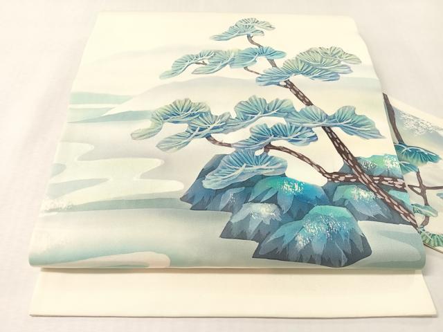 平和屋着物●塩瀬　九寸名古屋帯　ろうけつ染　浜松文　正絹　逸品　CABL6329vp
