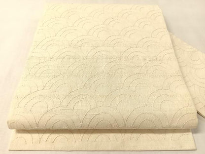 平和屋着物●九寸名古屋帯　飛騨高山紬　青海波刺子　たとう紙付き　正絹　逸品　CABL6343vp