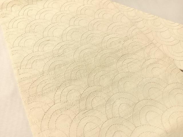 平和屋着物●九寸名古屋帯　飛騨高山紬　青海波刺子　たとう紙付き　正絹　逸品　CABL6343vp