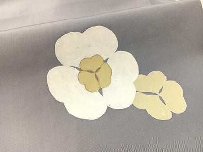 平和屋着物●塩瀬　九寸名古屋帯　舞花文　金彩　正絹　逸品　CABL6344vp