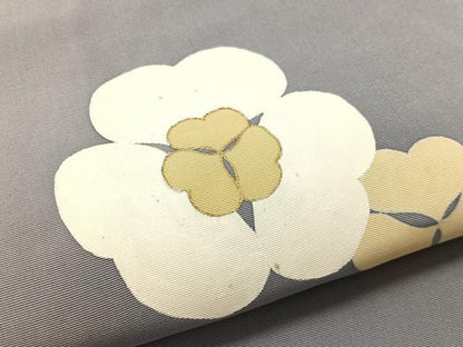 平和屋着物●塩瀬　九寸名古屋帯　舞花文　金彩　正絹　逸品　CABL6344vp