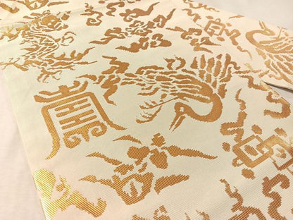 平和屋着物●西陣　川島織物　九寸名古屋帯　飛鶴吉祥文　金糸　正絹　逸品　CABL6345vp