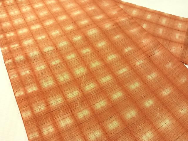 平和屋着物●全通柄　九寸名古屋帯　紬地　板締め絞り　間道　正絹　逸品　CABL6348vp