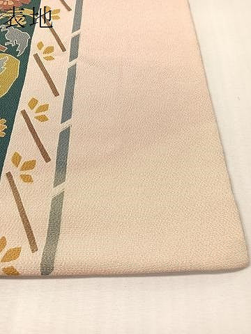 平和屋着物●全通柄　九寸名古屋帯　更紗間道　鬼しぼ縮緬　正絹　逸品　CABL6349vp