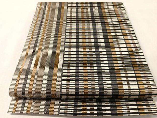 平和屋着物●本場筑前博多織　八寸名古屋帯　間道　正絹　逸品　CABL6350vp