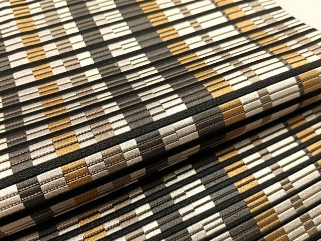 平和屋着物●本場筑前博多織　八寸名古屋帯　間道　正絹　逸品　CABL6350vp