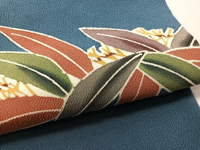 平和屋着物●人間国宝 芹沢圭介一番弟子　下平清人　九寸名古屋帯　笹文　鬼しぼ縮緬　正絹　逸品　CABL6352vp