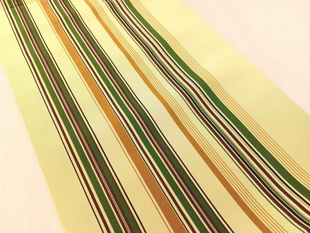平和屋着物●本場筑前博多織　八寸名古屋帯　間道　一重帯　正絹　逸品　未使用　CABL6354vp