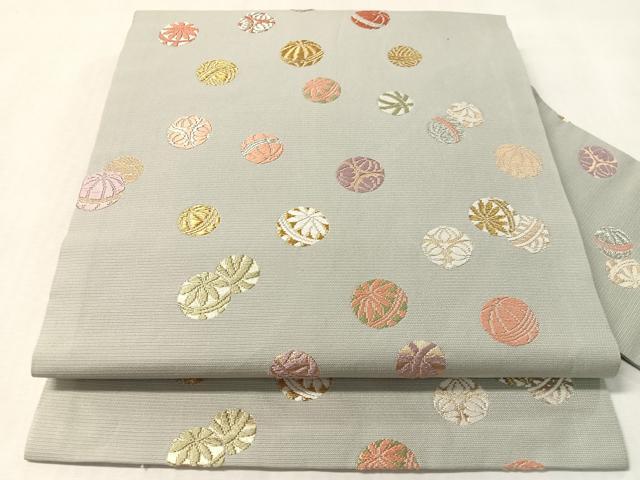 平和屋着物●九寸名古屋帯　唐織　鞠　金銀糸　正絹　逸品　CABL6357vp