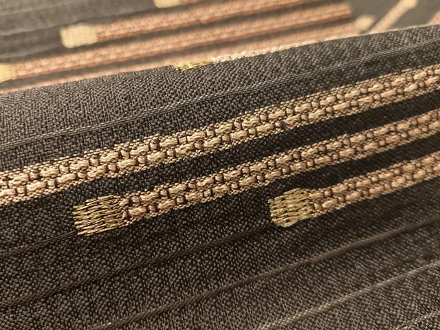 平和屋着物●九寸名古屋帯　紬地　段霞　金糸　正絹　逸品　CABL6358vp