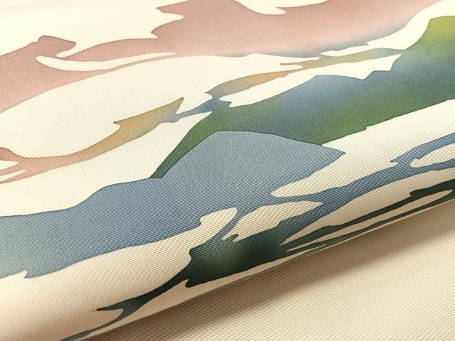 平和屋着物●塩瀬　九寸名古屋帯　ろうけつ染　風景シルエット　正絹　逸品　CABL6359vp