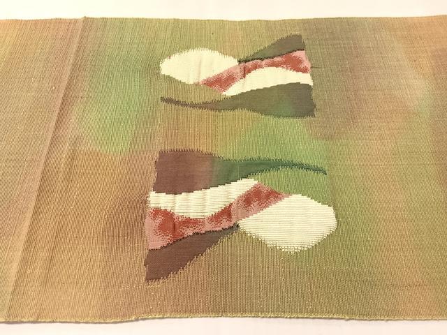 平和屋着物●八寸名古屋帯　紬地　すくい織　遠山風景文　正絹　逸品　CABL6360vp