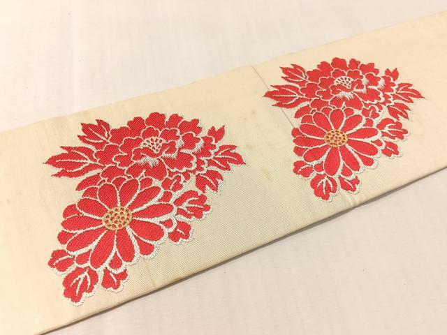 平和屋着物●アンティーク　大正ロマン　九寸名古屋帯　狛犬　金銀糸　正絹　逸品　CABL6370vp