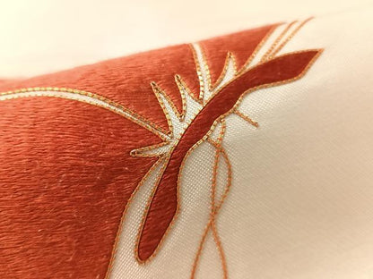 平和屋着物●九寸名古屋帯　総刺繍　駒刺繍　舞蝶文　金糸　正絹　逸品　CABL6373vp
