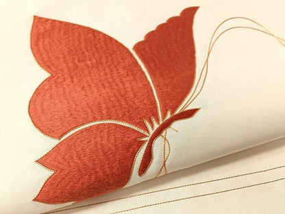平和屋着物●九寸名古屋帯　総刺繍　駒刺繍　舞蝶文　金糸　正絹　逸品　CABL6373vp