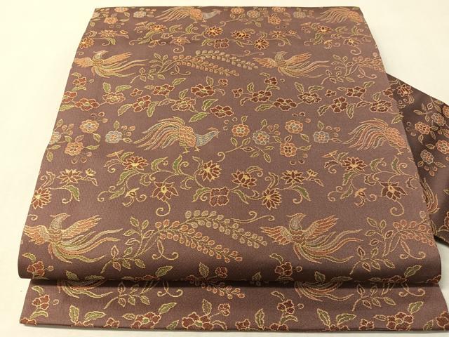平和屋着物●全通柄　九寸名古屋帯　鳳凰花文　松坂屋扱い　正絹　逸品　CABL6377vp