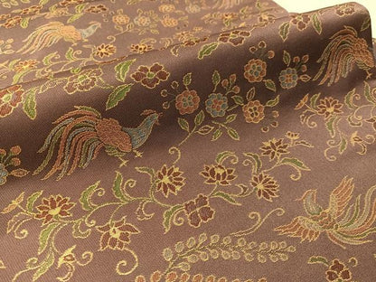 平和屋着物●全通柄　九寸名古屋帯　鳳凰花文　松坂屋扱い　正絹　逸品　CABL6377vp