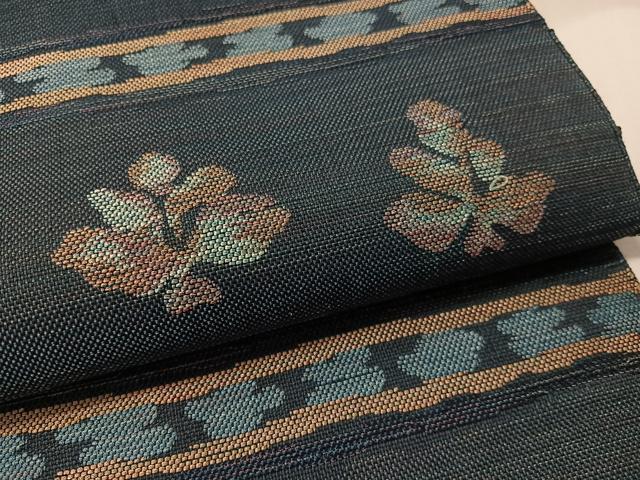 平和屋着物●八寸名古屋帯　紬地　横段吉祥花文　正絹　逸品　CABL6379vp