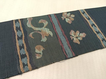 平和屋着物●八寸名古屋帯　紬地　横段吉祥花文　正絹　逸品　CABL6379vp